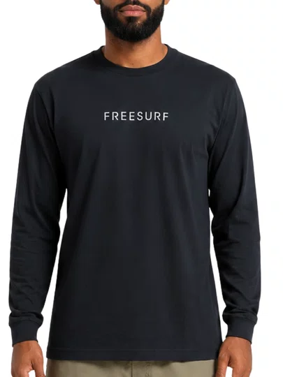 Camiseta Masculina Freesurf Cool Manga Longa Estampada - Preto