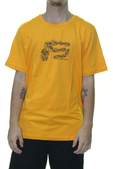 Camiseta Masculina Freesurf Fluir Manga Curta Estampada - Amarelo Queimado