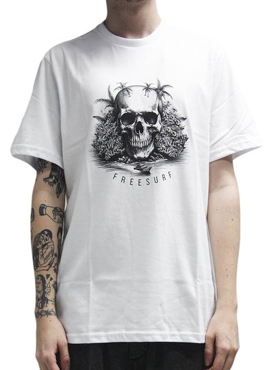 Camiseta Masculina Freesurf Island Manga Curta Estampada - Branco