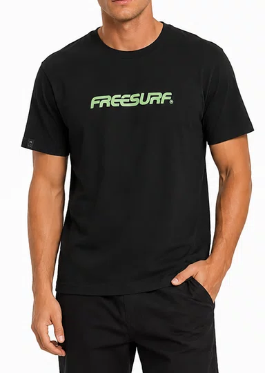 Camiseta Masculina Freesurf Logo Manga Curta Estampada - Preto