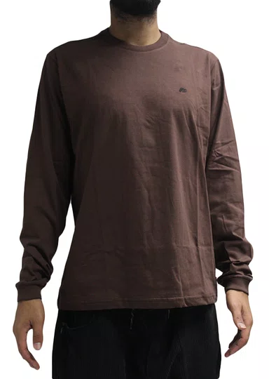Camiseta Masculina Freesurf Logo Manga Longa Estampada - Marrom