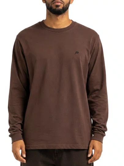 Camiseta Masculina Freesurf Logo Manga Longa Estampada - Marrom