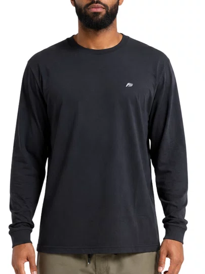 Camiseta Masculina Freesurf Logo Manga Longa Estampada - Preto