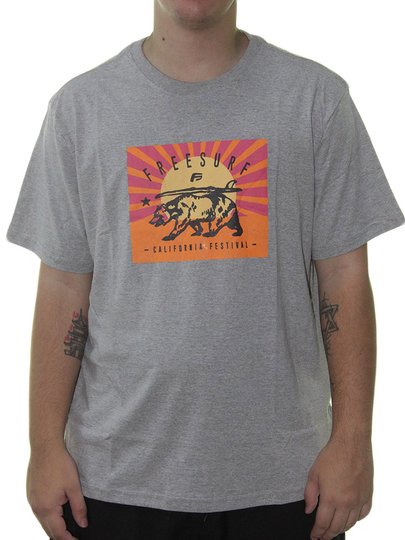 Camiseta Masculina Freesurf Pôr Do Sol Manga Curta Estampada - Cinza Mesclado