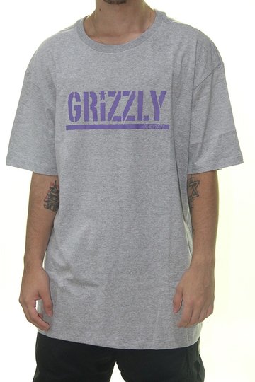 Camiseta Masculina Grizly Stamped "Big" Manga Curta Estampada - Cinza Mescla