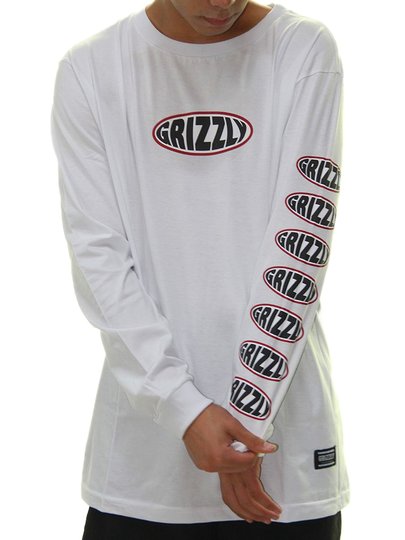 Camiseta Masculina Grizzly Bulge Manga Longa Estampado - Branco