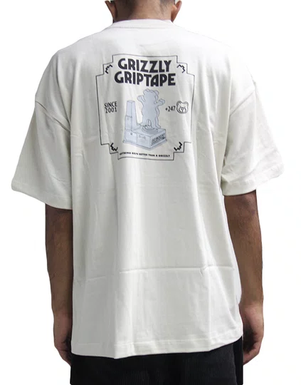 Camiseta Masculina Grizzly Bumper Oversized Manga Curta Estampada - Bege