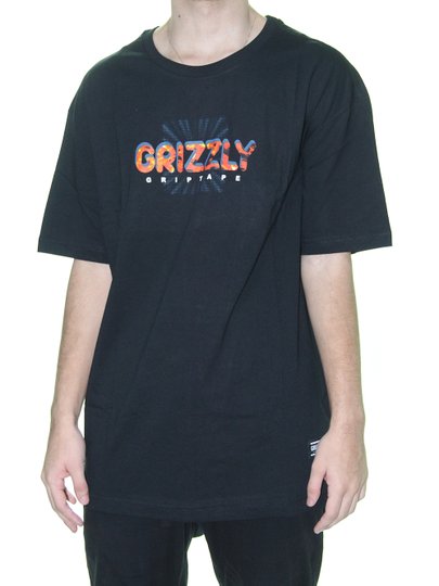 Camiseta Masculina Grizzly Burn SS Manga Curta - Preto 