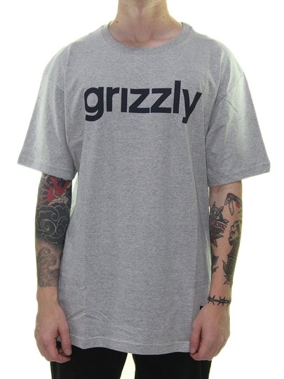 Camiseta Masculina Grizzly Lowercase Logo Manga Curta Estampada - Cinza Mesclado