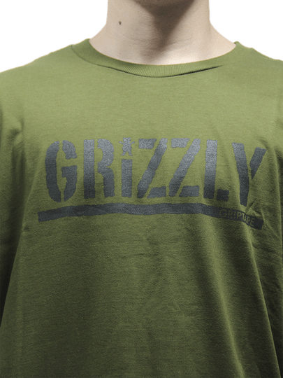 Camiseta Masculina Grizzly Mini Og Stamp Manga Curta Estampada - Verde