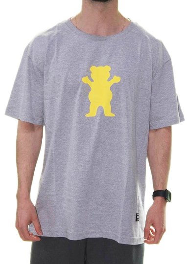 Camiseta Masculina Grizzly Og Bear BIG Manga Curta Estampada - Cinza/Mescla