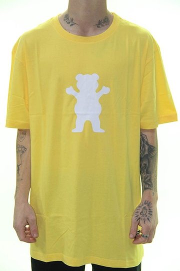 Camiseta Masculina Grizzly OG Bear Manga Curta Estampada - Amarelo