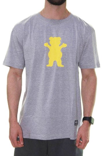 Camiseta Masculina Grizzly OG Bear Manga Curta Estampada - Cinza/Mescla