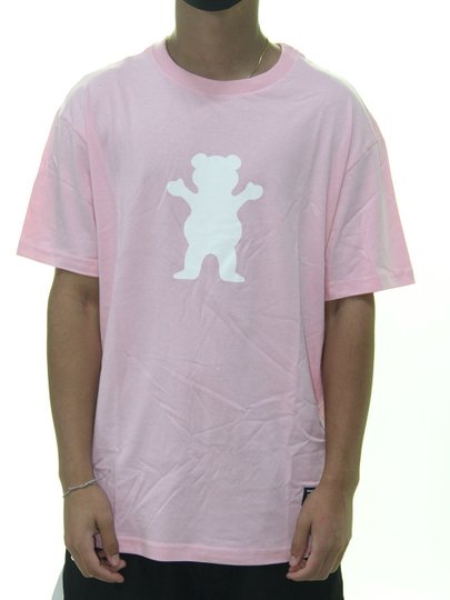Camiseta Masculina Grizzly OG Bear Manga Curta Estampada - Rosa