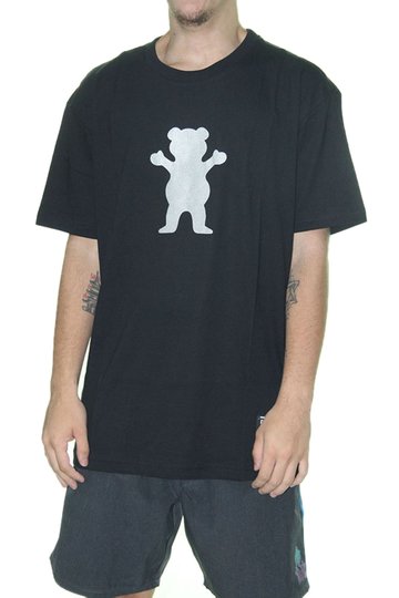 Camiseta Masculina Grizzly OG Bear Refletive Manga Curta Estampada - Preto