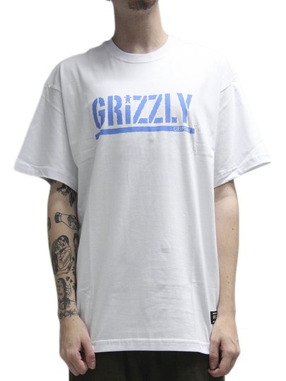 Camiseta Masculina Grizzly Og Stamp Manga Curta Estampada - Branco
