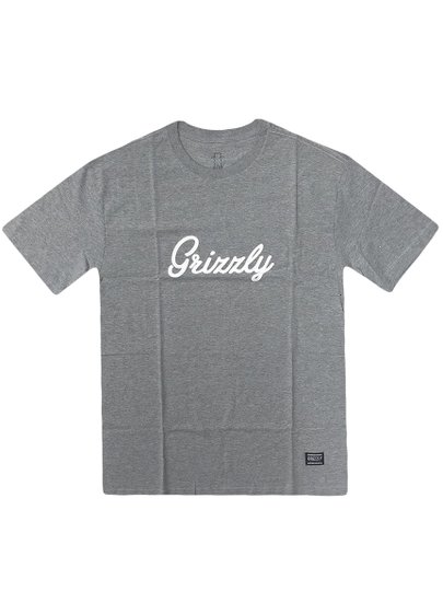 Camiseta Masculina Grizzly Script Logo Manga Curta Estampada - Cinza/Mescla