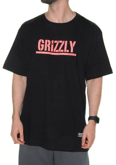 Camiseta Masculina Grizzly Stamp BIG Manga Curta Estampada - Preto