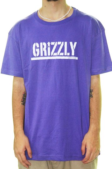 Camiseta Masculina Grizzly Stamp Manga Curta Estampada - Roxo
