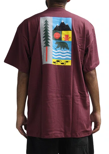Camiseta Masculina Grizzly Tread Light Manga Curta Estampada - Bordo