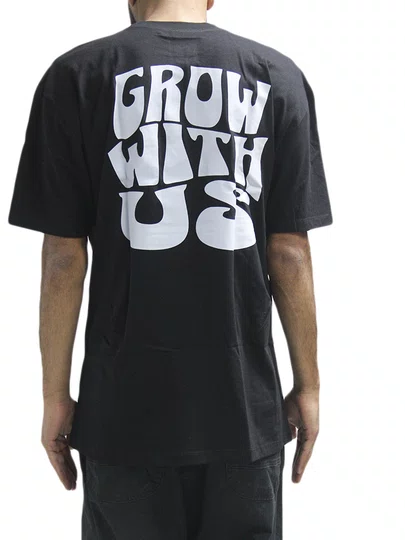 Camiseta Masculina Grow Deforms Manga Curta Estampada - Preto