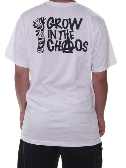 Camiseta Masculina Grow In The Chaos Manga Curta Estampada - Branco