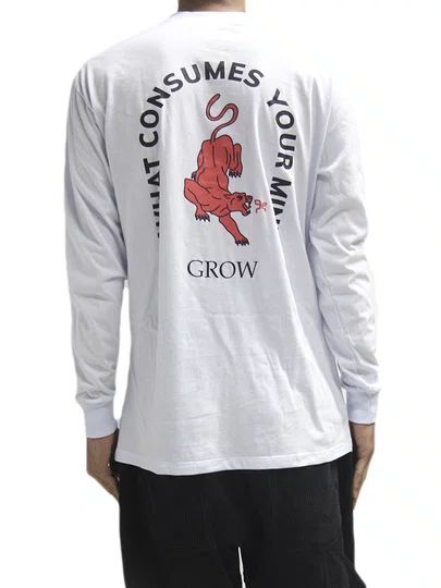 Camiseta Masculina Grow Pantera Manga Curta Estampada - Branco