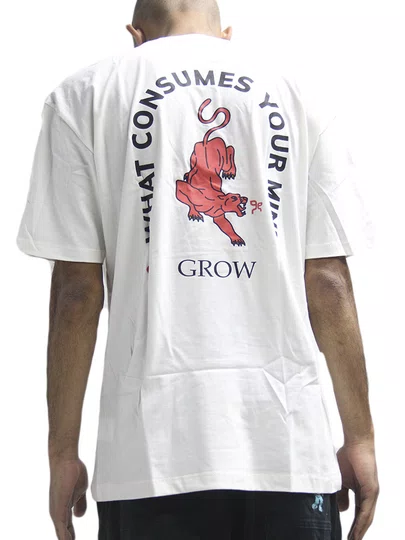 Camiseta Masculina Grow Pantera Manga Curta Estampada - Off White