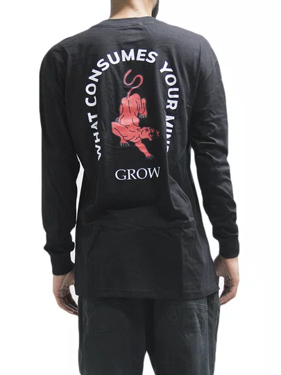 Camiseta Masculina Grow Pantera Manga Longa Estampada - Preto