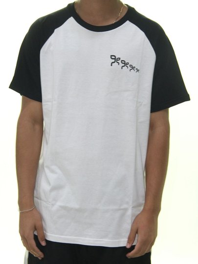 Camiseta Masculina Grow Raglan Manga Curta - Branco/Preto