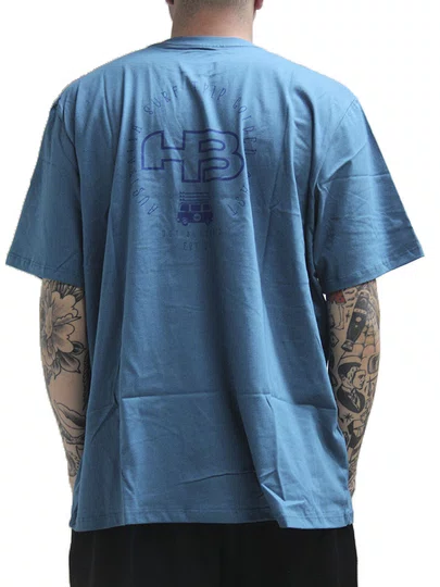 Camiseta Masculina HB Big Basica Extra Manga Curta Estampada - Azul Escuro