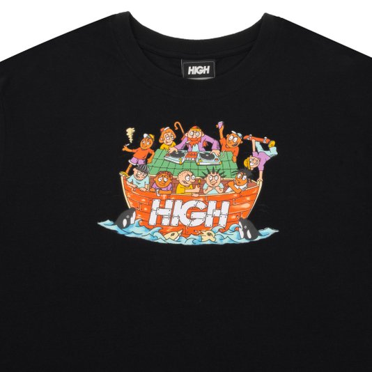 Camiseta Masculina High Ark Manga Curta Estampada - Preto