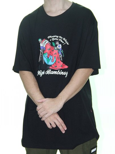 Camiseta Masculina High Bambinoz Manga Curta Estampada - Preto