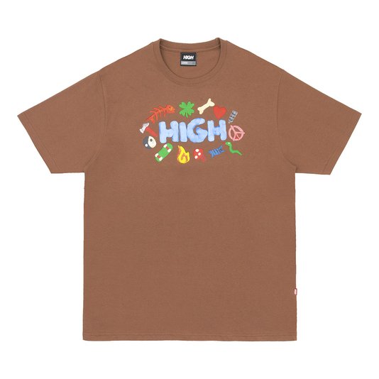 Camiseta Masculina High Clay Manga Curta Estampada - Marrom