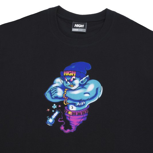 Camiseta Masculina High Genius Manga Curta Estampada - Preto