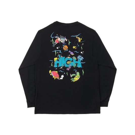 Camiseta Masculina High Ocean Manga Longa Estampada - Preto