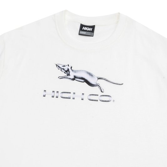 Camiseta Masculina High Rat Manga Curta Estampada - Branco