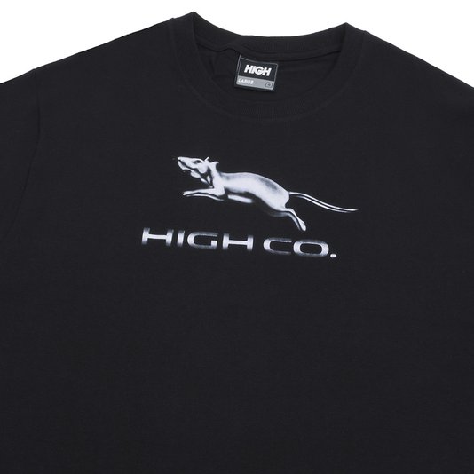 Camiseta Masculina High Rat Manga Curta Estampada - Preto