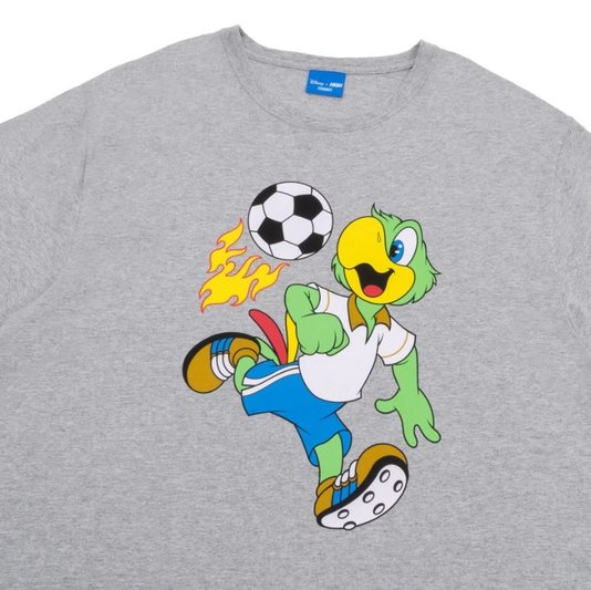 Camiseta Masculina High x Disney Skillz Manga Curta Estampada - Cinza/Mescla