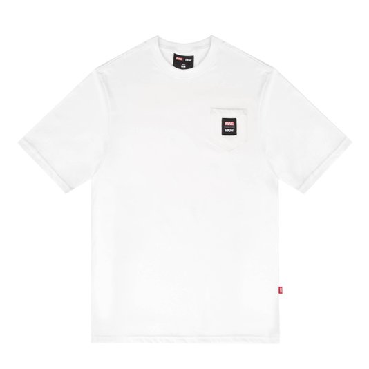 Camiseta Masculina High X Marvel Manga Curta Estampada  - Branco