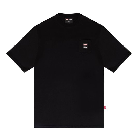 Camiseta Masculina High X Marvel Manga Curta Estampada - Preto