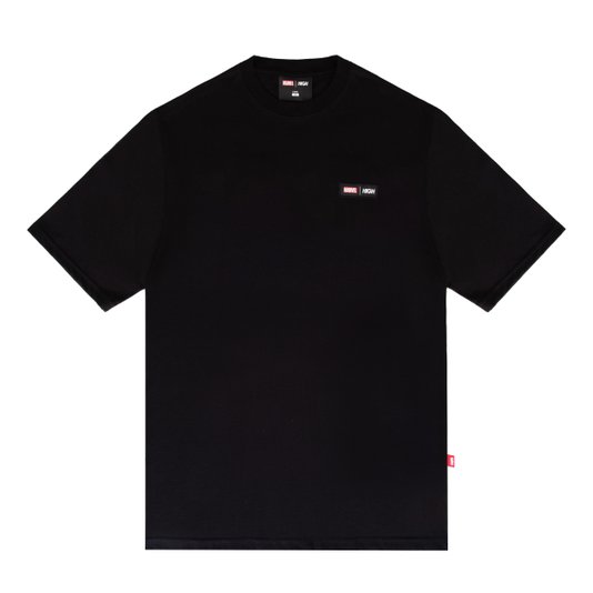 Camiseta Masculina High X Marvel Squad Manga Curta Estampada - Preto