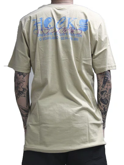 Camiseta Masculina Hocks Equilibrio Manga Curta Estampada - Bege