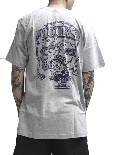 Camiseta Masculina Hocks Koinobori Manga Curta Estampada - Cinza Mesclado