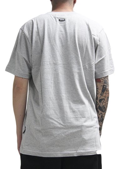 Camiseta Masculina Hocks Letter Manga Curta Estampada - Cinza/Mescla