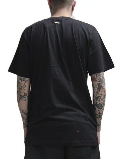 Camiseta Masculina Hocks Letter Manga Curta Estampada - Preto