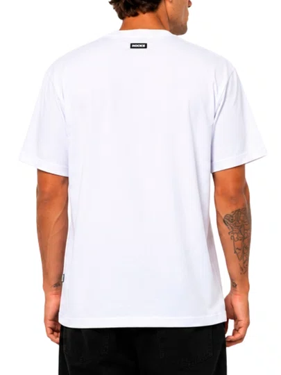 Camiseta Masculina Hocks Malha Over Manga Curta Estampada - Branco