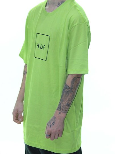 Camiseta Masculina HUF Box Logo Manga Curta Estampada - Verde
