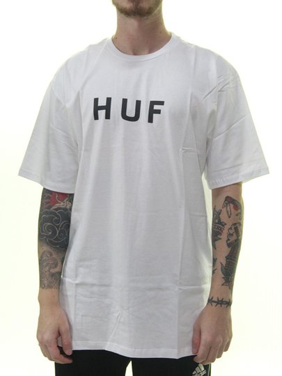 Camiseta Masculina HUF Essentials OG Logo BIG Manga Curta Estampada - Branco