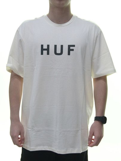 Camiseta Masculina HUF Essentials OG Logo Manga Curta - Creme